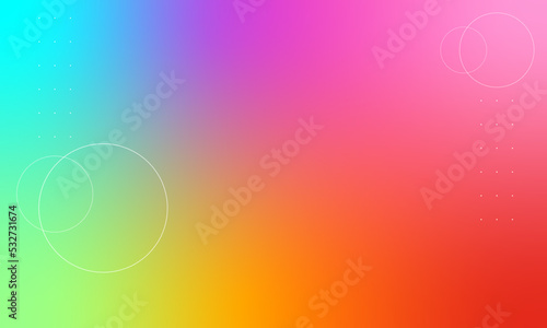 Multicolour gradient background. Futuristic rainbow background with circles and dots. Vector illustration.