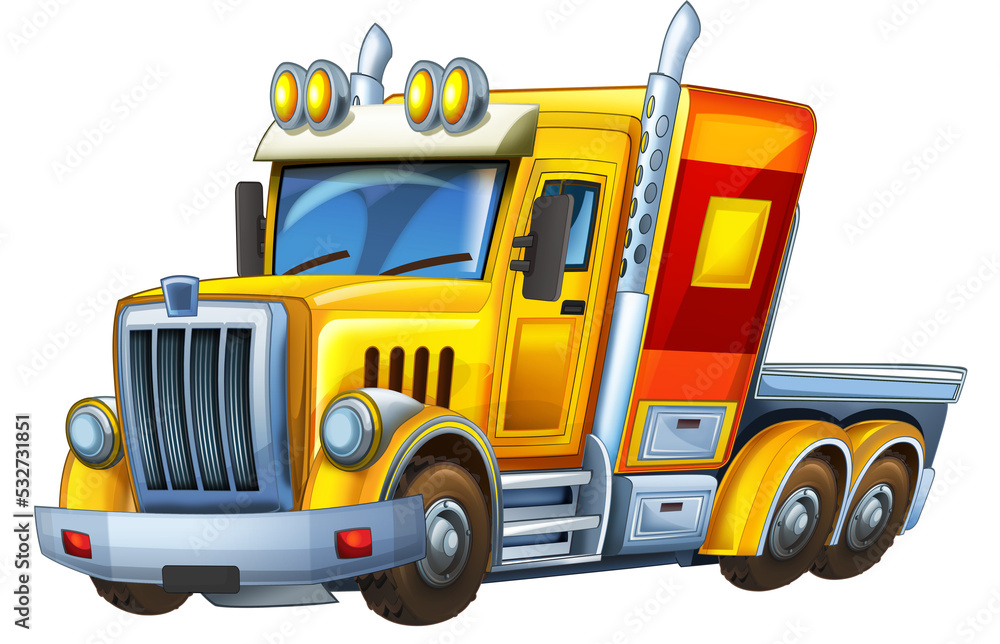 Cartoon industrial truck isolated illustration for children