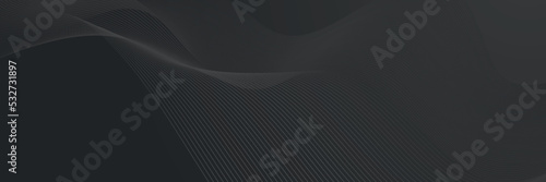 Black luxury fabric wave lines background with copy space