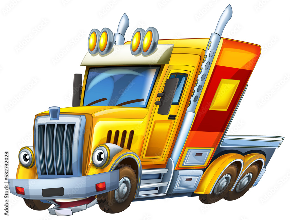 Cartoon industrial truck isolated illustration for children Cartoon industrial truck isolated illustration for children