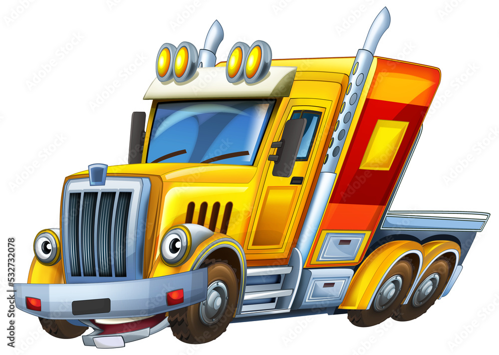 Cartoon industrial truck isolated illustration for children Cartoon industrial truck isolated illustration for children