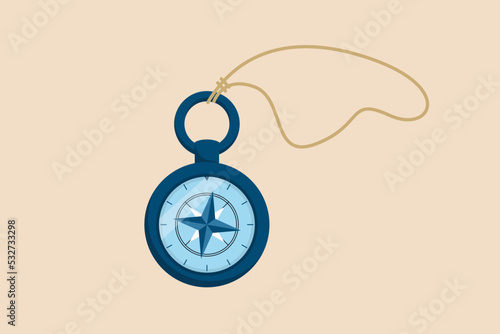 Compass for adventures and shipping. 
Shipment and logistic concept. Colored flat vector illustration.