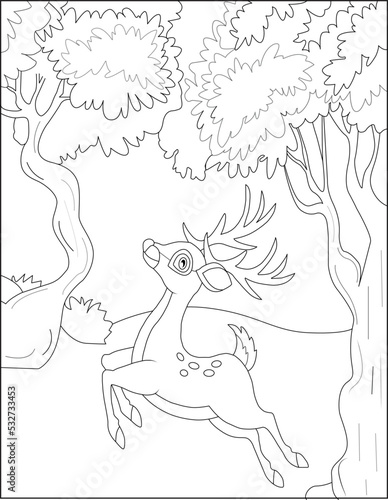 funny deer coloring page for kids