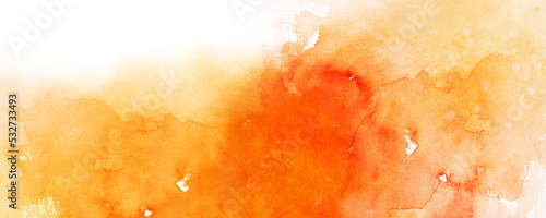 秋をイメージしたオレンジ色の水彩背景　背景イラスト　テクスチャ素材