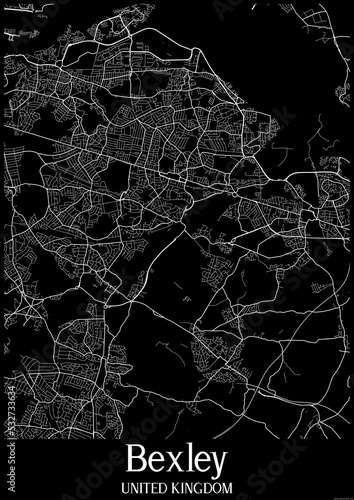 Black and White city map poster of Bexley United Kingdom.