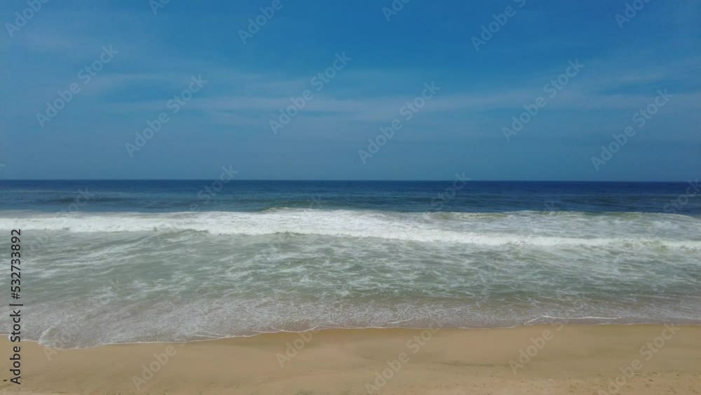 Tamil Nadu coastline, Kanyakumari district, bright blue sky, seascape view Tamil Nadu coastline, Kanyakumari district, bright blue sky, seascape view