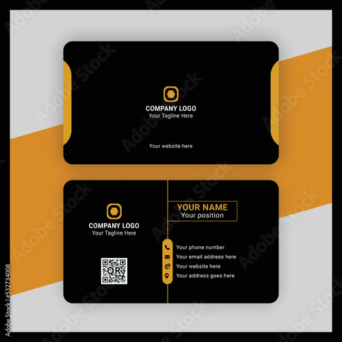 professional Elegant minimal black and orange business card template