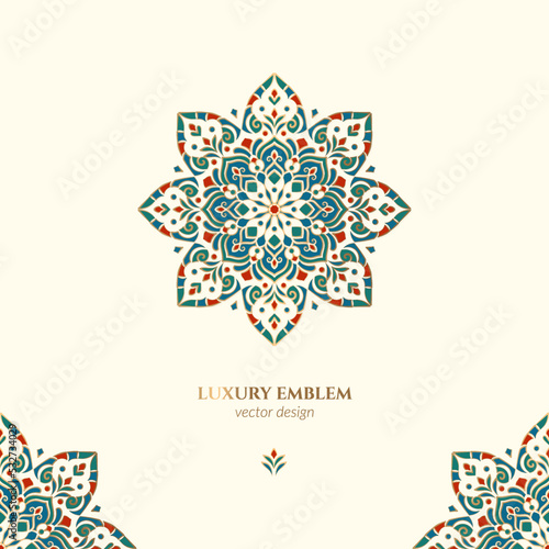 Luxury pattern on a white background. Vector mandala template. Golden design elements. Traditional Turkish, Indian motifs. Great for fabric and textile, wallpaper, packaging or any desired idea.