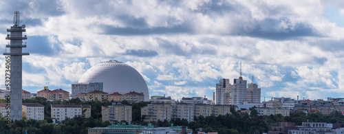 Photography The Globe Avcii arena and cumulus clouds an autumn day in Stockholm