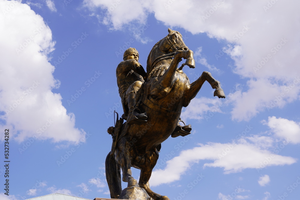 Statue of turkish hero on horse, Alp Arslan (honorific in Turkic ...