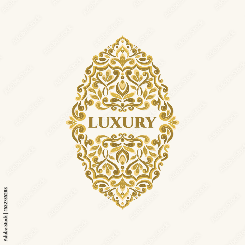 Luxury pattern on a white background. Golden design elements. Traditional Turkish, Indian motifs. Great for fabric and textile, wallpaper, packaging or any desired idea.