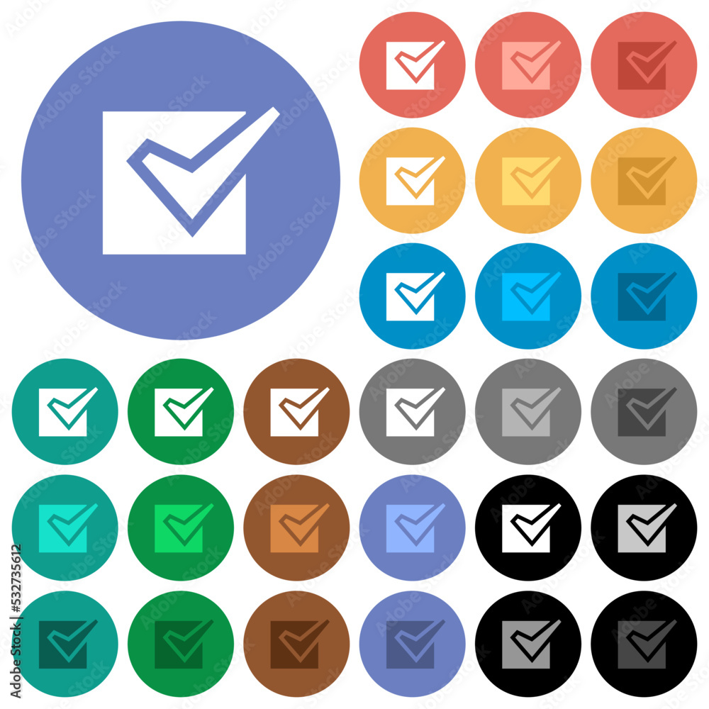 Checked box solid round flat multi colored icons Checked box solid round flat multi colored icons