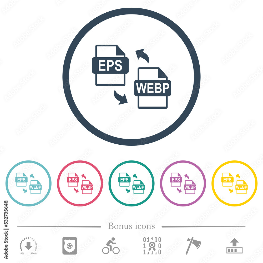 EPS WEBP file conversion flat color icons in round outlines EPS WEBP file conversion flat color icons in round outlines