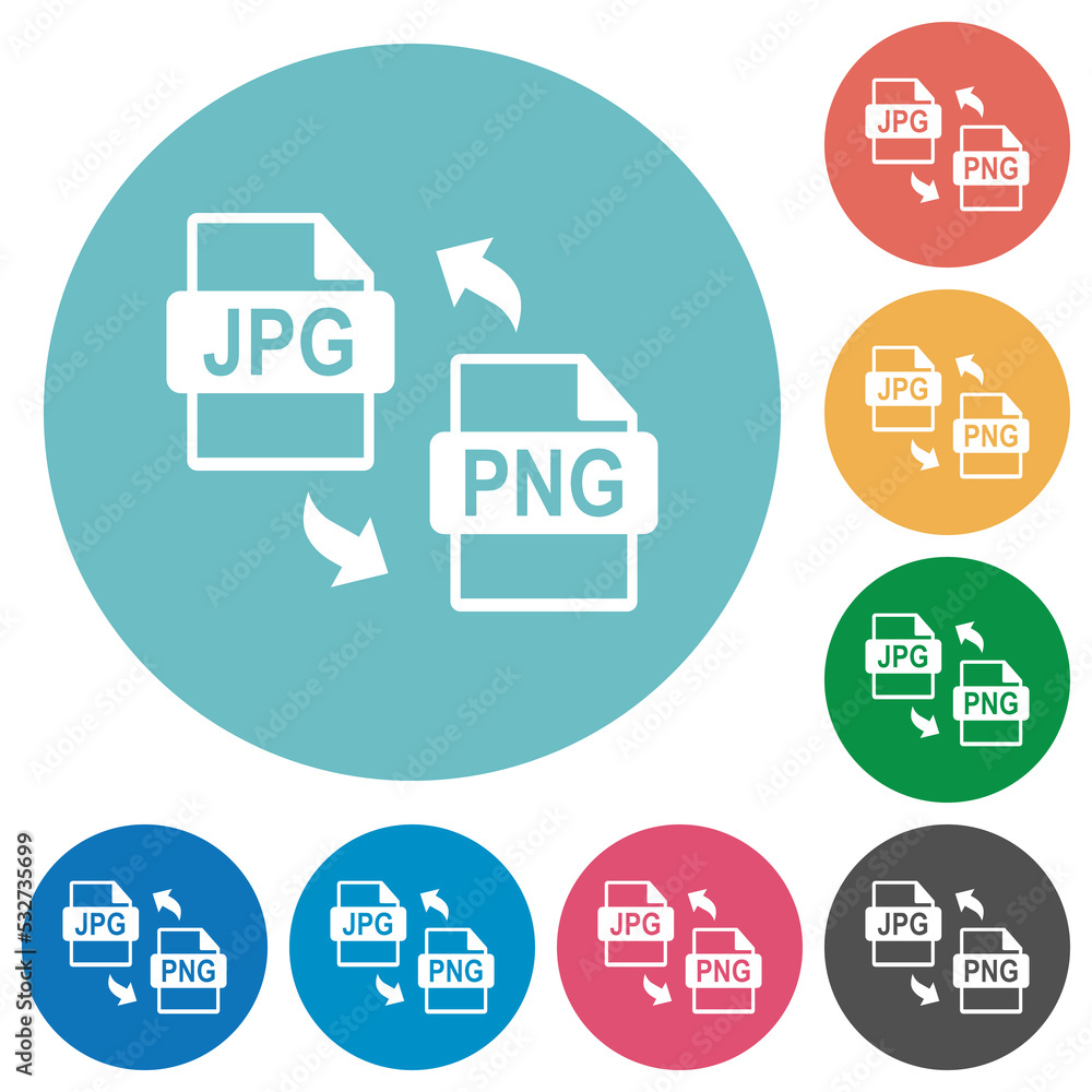 JPG PNG file conversion flat round icons JPG PNG file conversion flat round icons