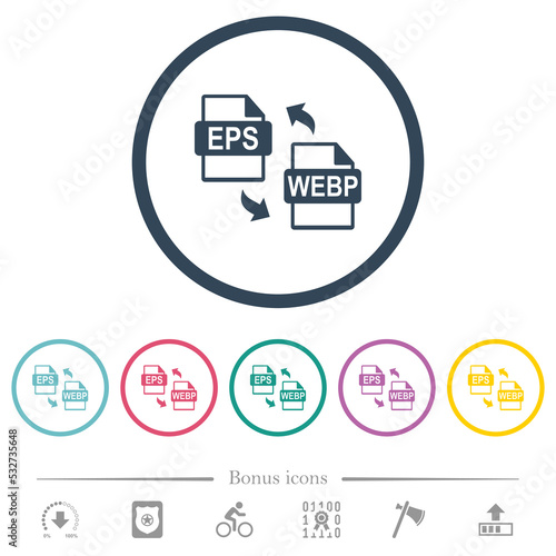 EPS WEBP file conversion flat color icons in round outlines