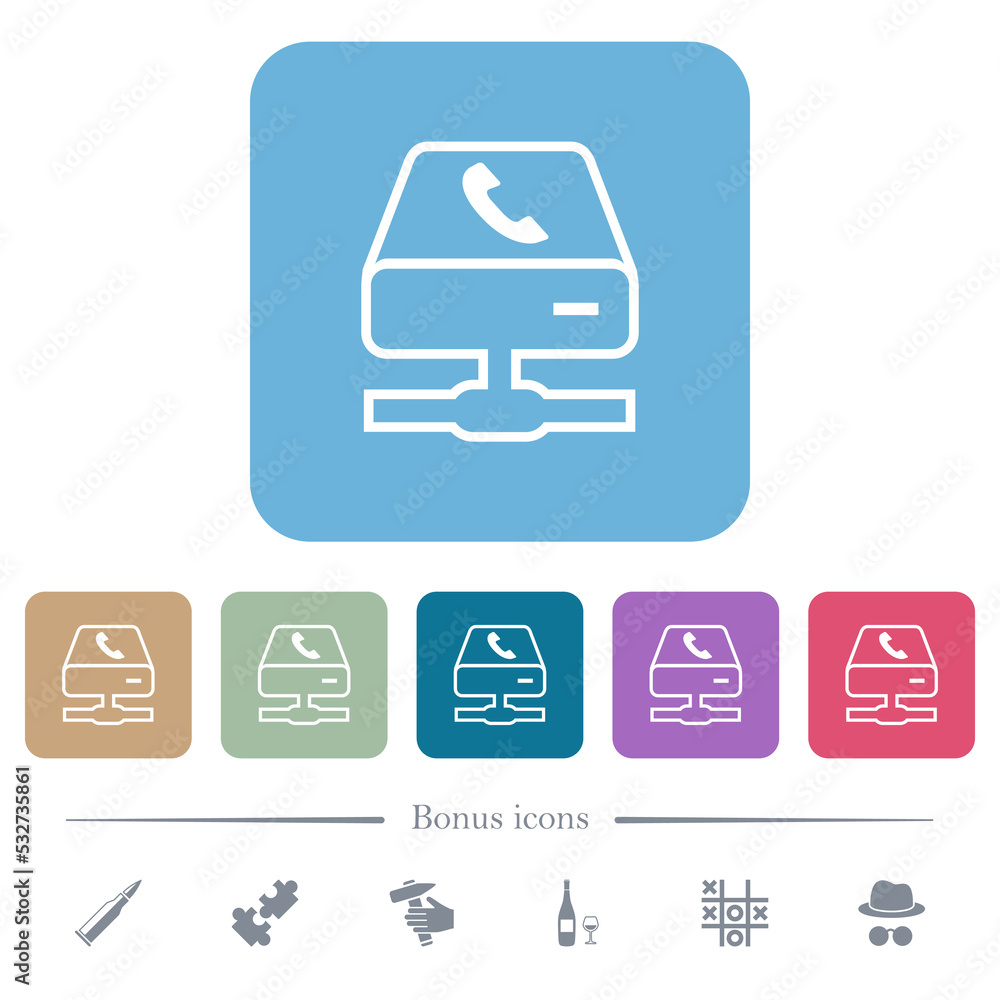 VoIP services outline flat icons on color rounded square backgrounds VoIP services outline flat icons on color rounded square backgrounds