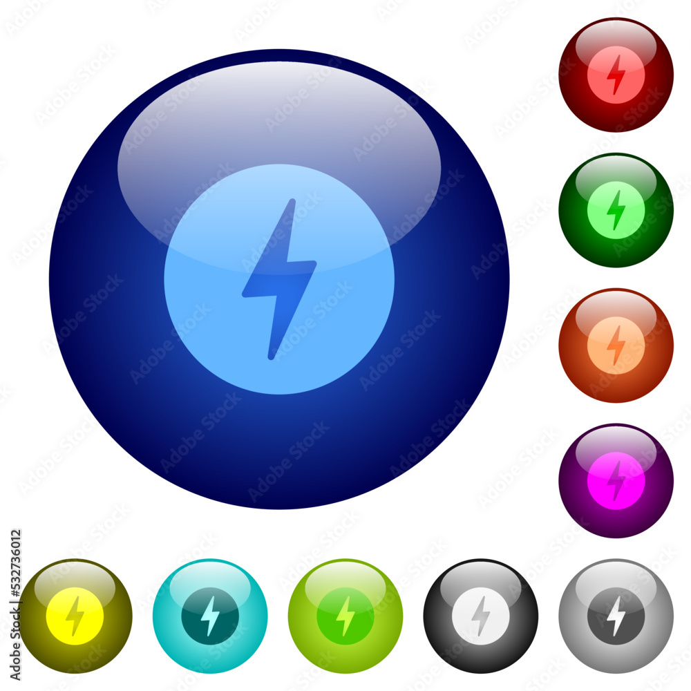 Lightning in circle solid color glass buttons Lightning in circle solid color glass buttons