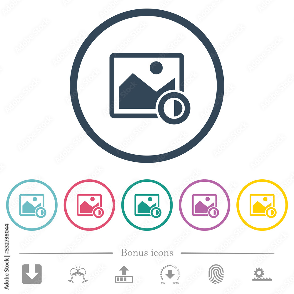 Adjust image contrast flat color icons in round outlines Adjust image contrast flat color icons in round outlines