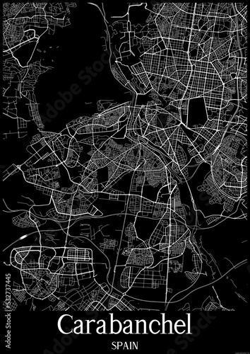 Black and White city map poster of Carabanchel Spain.