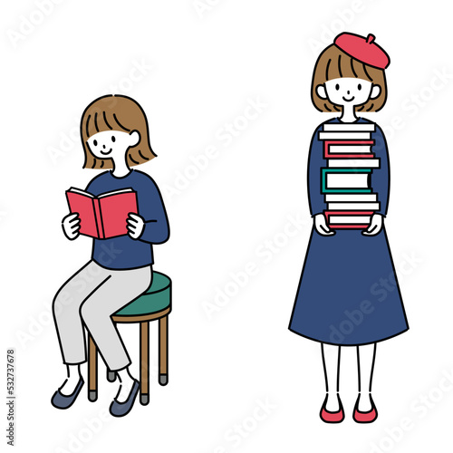 本を持つ女性