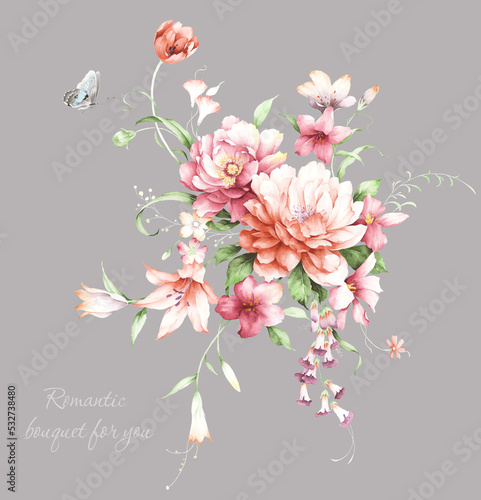 Greeting card with flowers  can be used as invitation card for wedding  birthday and other holiday and summer background