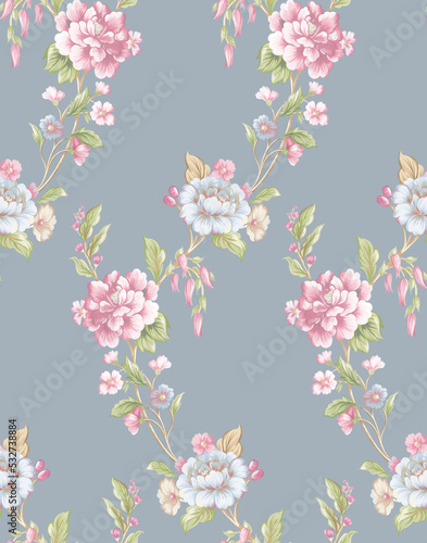 Fototapeta Naklejka Na Ścianę i Meble -  Classic Popular Flower Seamless pattern background.Perfect for wallpaper, fabric design, wrapping paper, surface textures, digital paper.