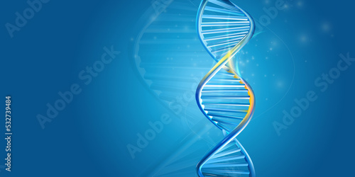 DNA double helix on a blue background.