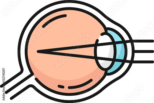 Optometry eye icon, laser surgery or ophthalmology