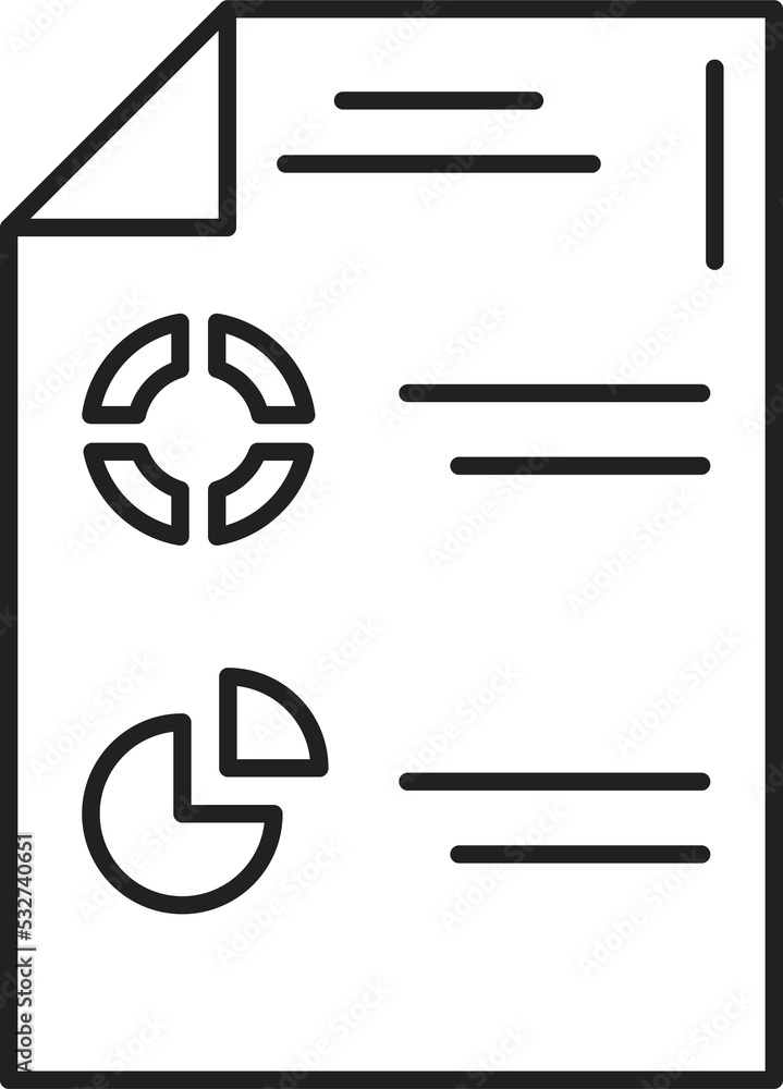Business infographics on piece of paper, line icon Business infographics on piece of paper, line icon