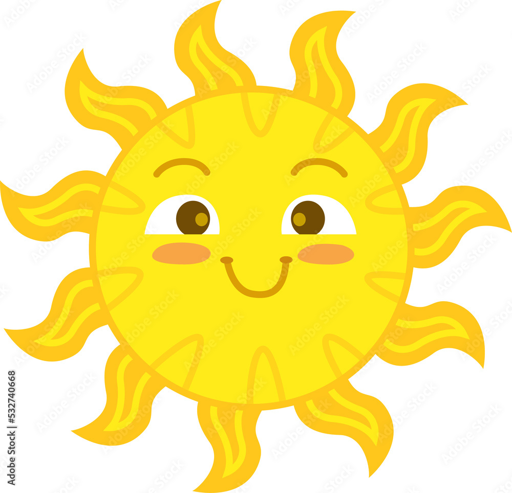 Laughing sun smiling cartoon character personage