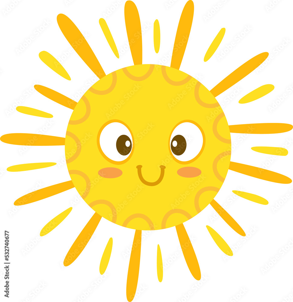 Sun smiling cartoon character, sunshine emoticon Sun smiling cartoon character, sunshine emoticon
