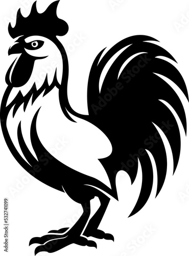 Rooster, cockerel or cock silhouette, farm animal Fototapet
