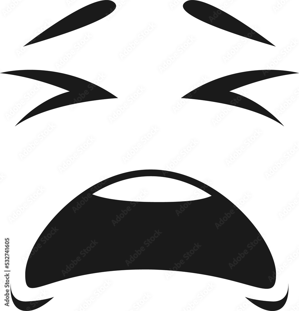 Cartoon face with open mouth, disgust or yawning Cartoon face with open mouth, disgust or yawning