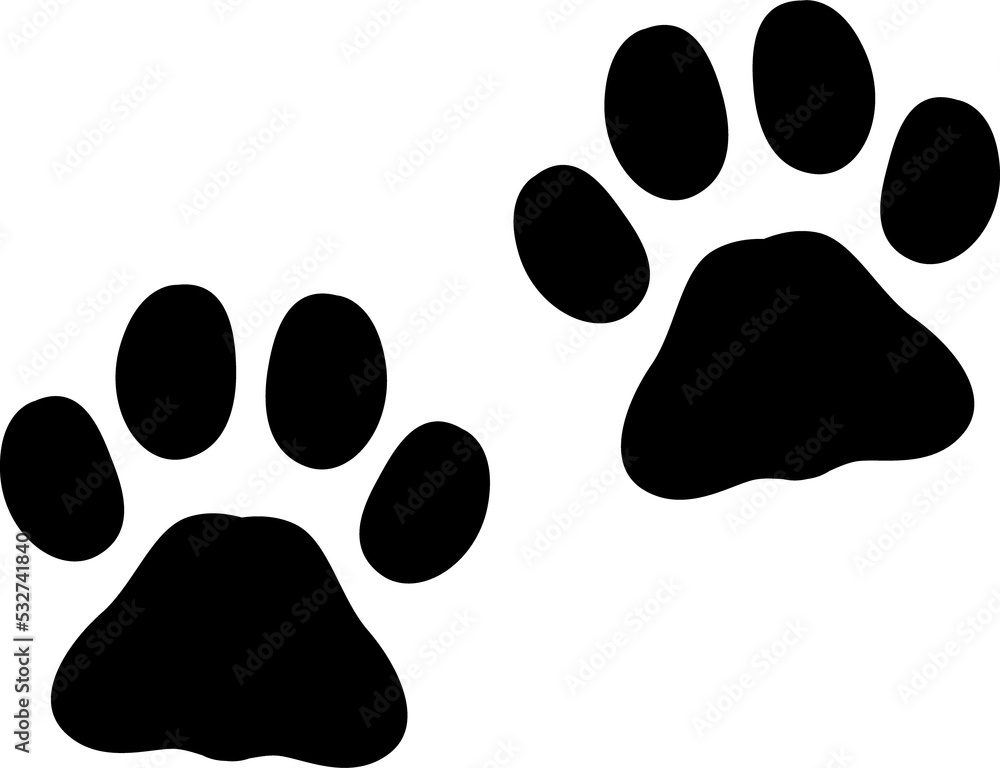 Cat or dog animal paw prints isolated steps trail Cat or dog animal paw prints isolated steps trail