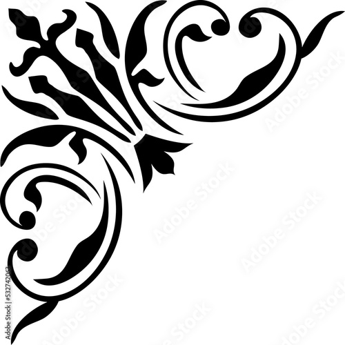 Fancy corner frame border, floral embellishment
