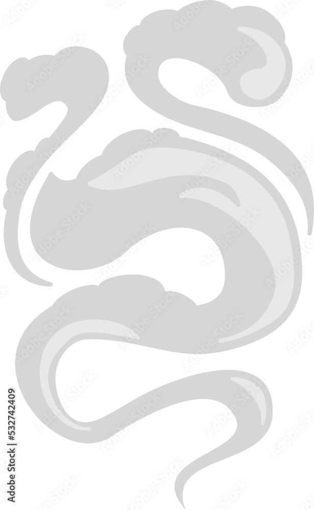 Fototapeta premium Curve white cloud, cartoon smoke, fragrance aroma