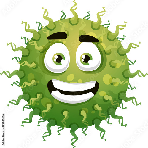 Cartoon virus, bacteria or germ with smiling face