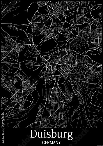 Black and White city map poster of Duisburg Germany.