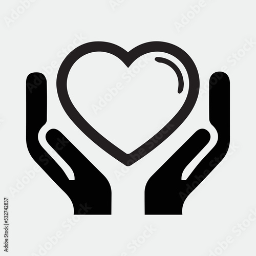 Heart in Hands Symbol Icon Vector Illustration