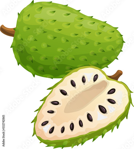 Slika na platnu Sour apple soursop exotic tropical fruit isolated