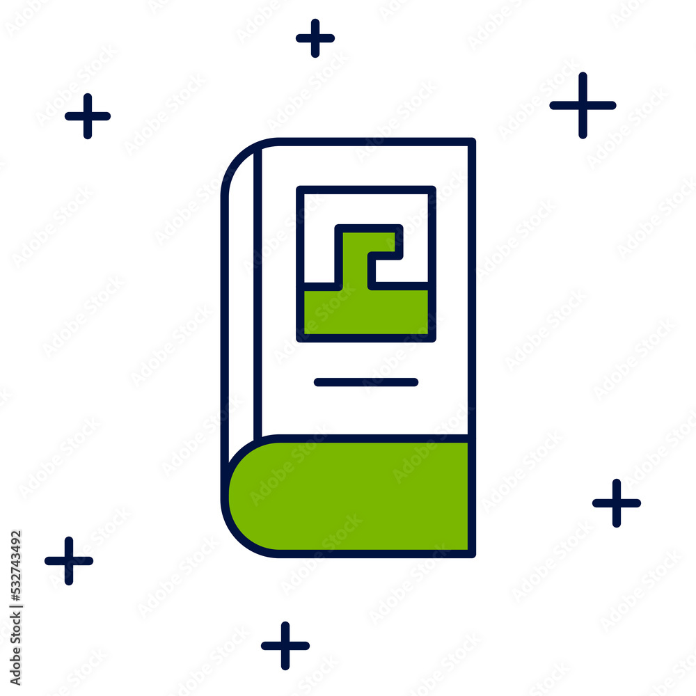 Fototapeta premium Filled outline Greek history book icon isolated on white background. Vector