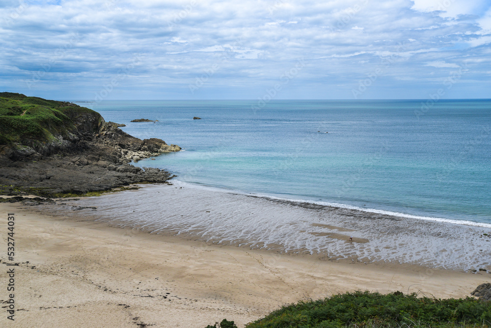 Landscape of beach by the atlantic ocean in France.