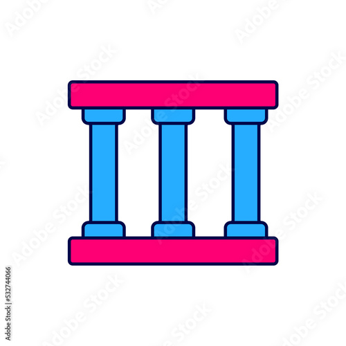 Filled outline Prison window icon isolated on white background. Vector