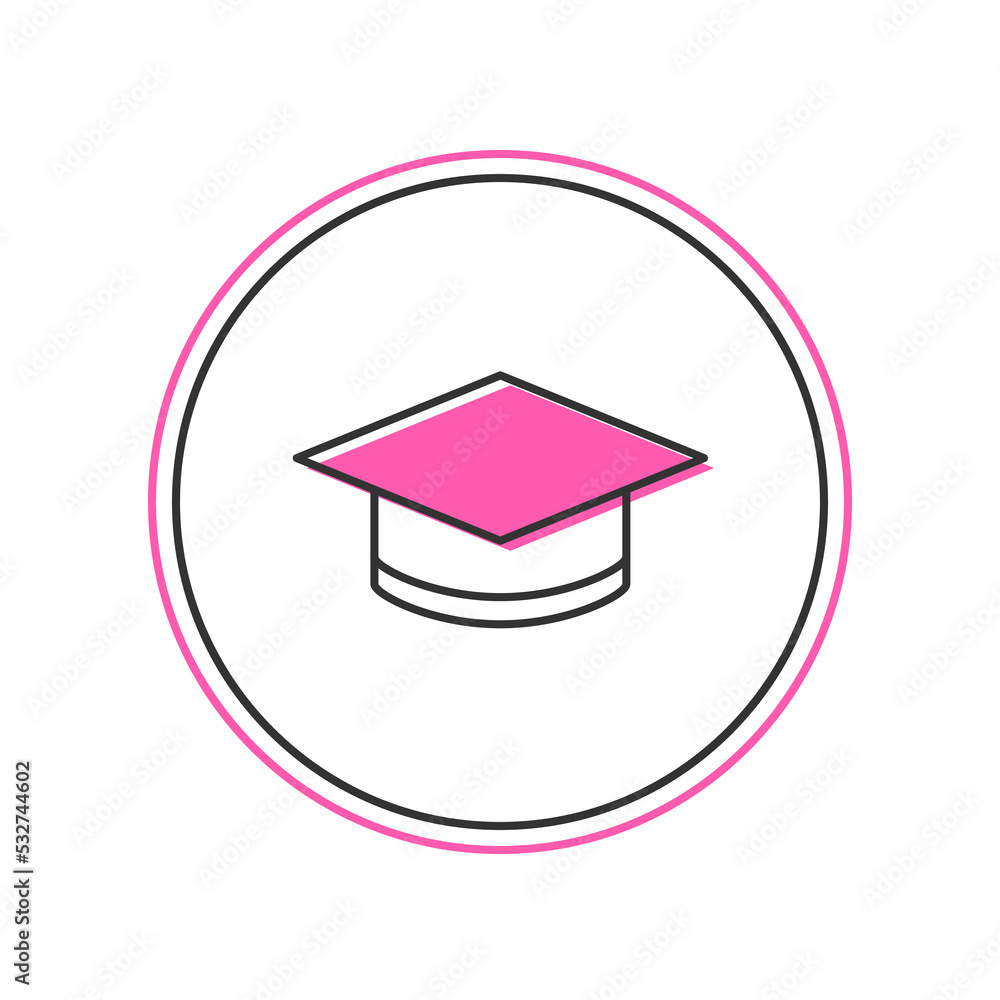 Filled outline Graduation cap icon isolated on white background. Graduation hat with tassel icon. Vector Filled outline Graduation cap icon isolated on white background. Graduation hat with tassel icon. Vector