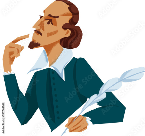 William Shakespeare thinking colour illustration 
