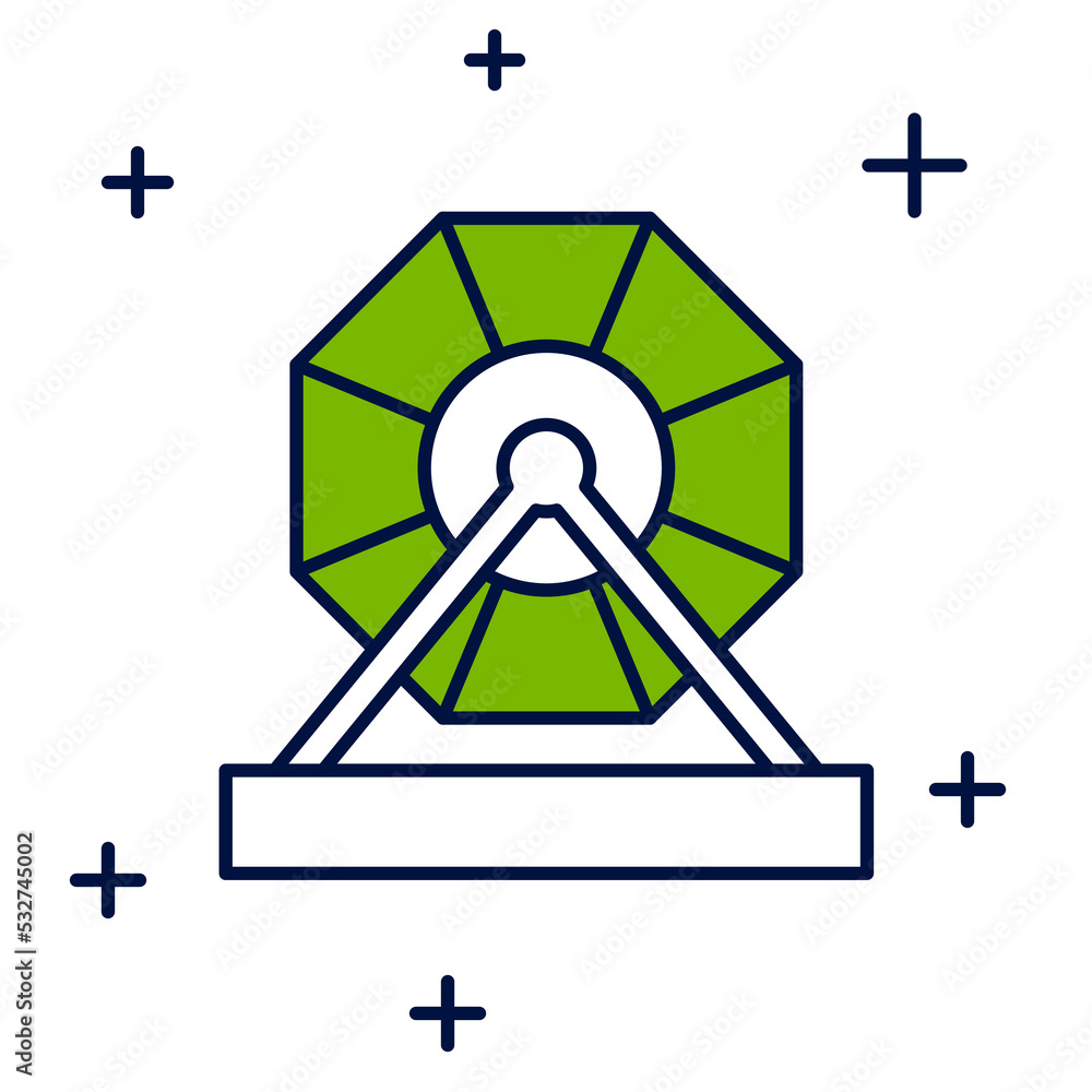 Filled outline Lottery machine icon isolated on white background. Lotto bingo game of luck concept. Wheel drum leisure. Vector Filled outline Lottery machine icon isolated on white background. Lotto bingo game of luck concept. Wheel drum leisure. Vector