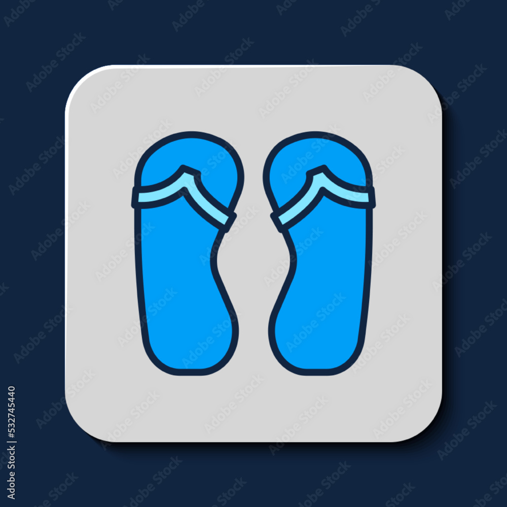 Filled outline Flip flops icon isolated on blue background. Beach slippers sign. Vector Filled outline Flip flops icon isolated on blue background. Beach slippers sign. Vector
