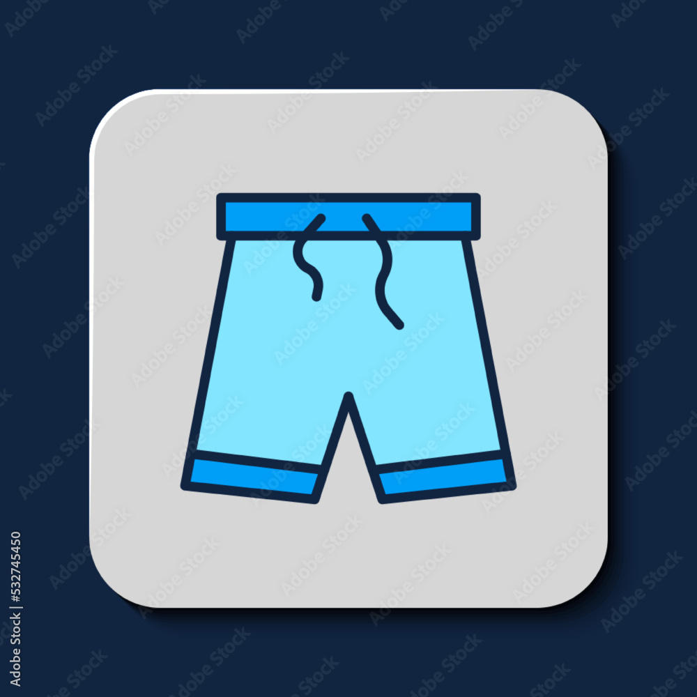 Filled outline Swimming trunks icon isolated on blue background. Vector Filled outline Swimming trunks icon isolated on blue background. Vector