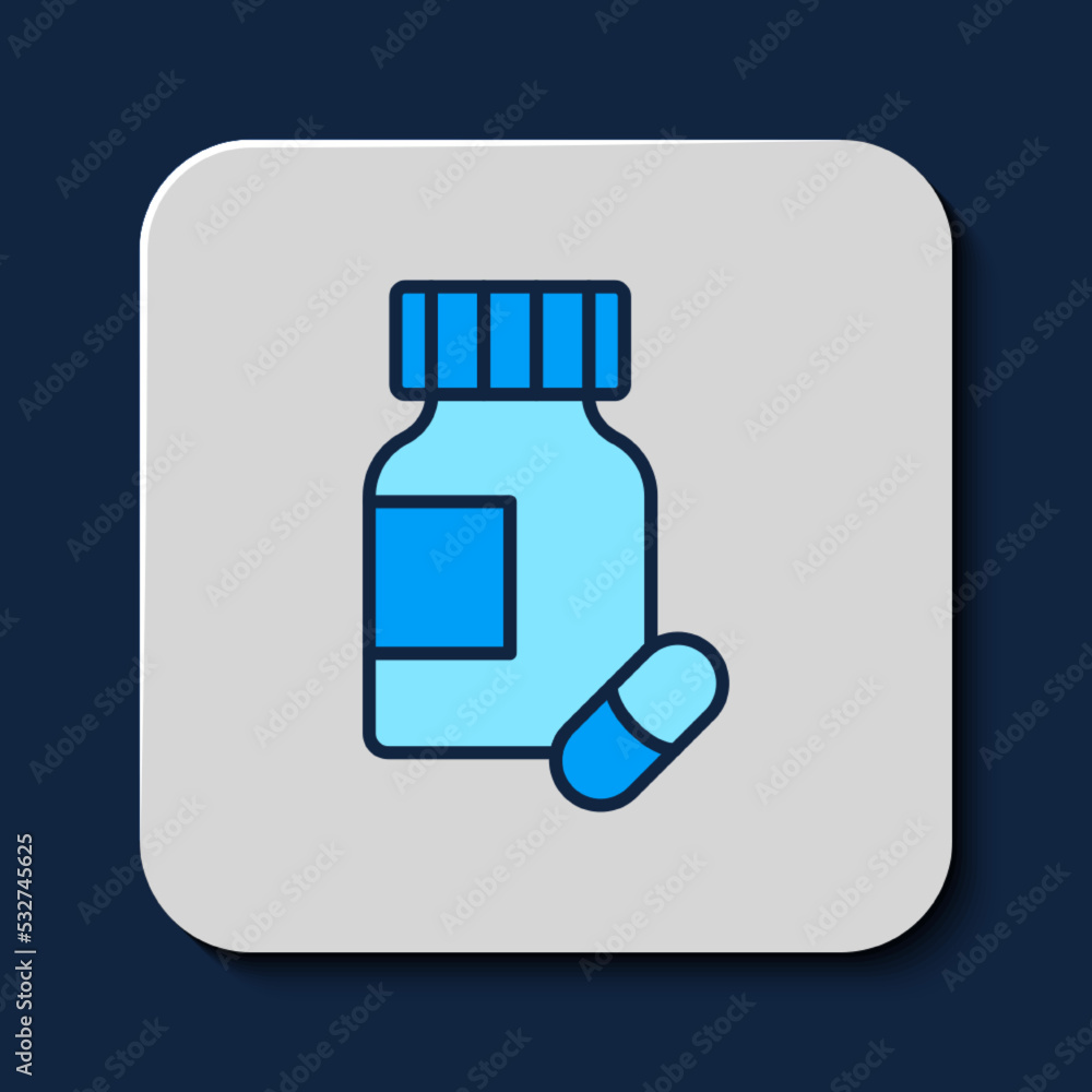 Filled outline Sedative pills icon isolated on blue background. Vector Filled outline Sedative pills icon isolated on blue background. Vector