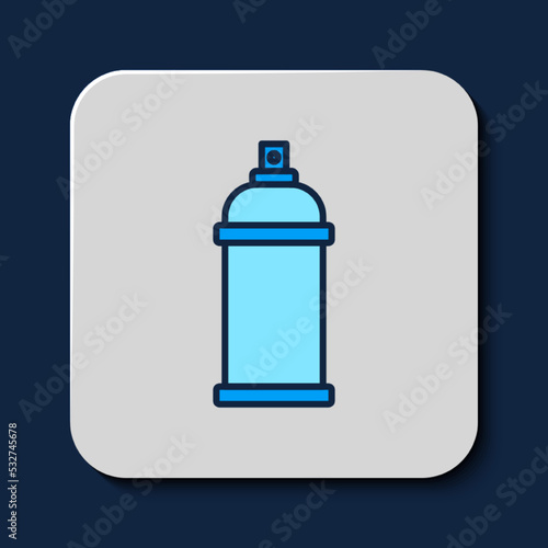 Filled outline Paint spray can icon isolated on blue background. Vector